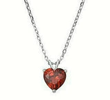 Genuine Ruby Heart Solitaire Pendant Necklace in Sterling Silver Charms