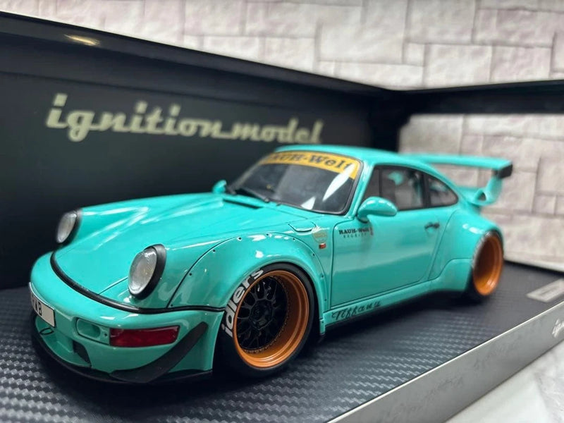 Ignition Model 1/18 diecast model car Porsche RWB964 Light Blue Model