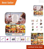 Charming 3D Wooden Dollhouse Kit - Parisian Style with LED Lighting Included Model