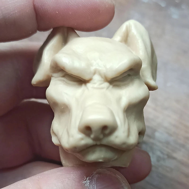 1/6 Unpainted Dog Animal Head Carving Sculpt Model Toys Model