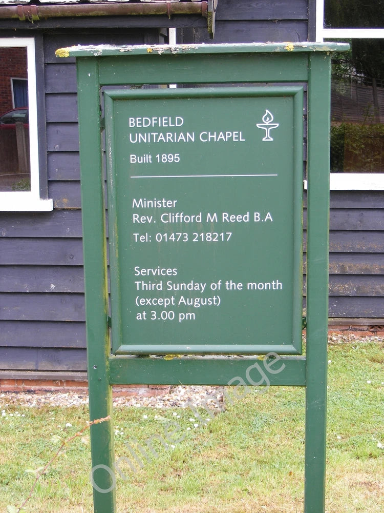 Photo 6x4 Bedfield Unitarian Chapel Notice Board On Southolt Road:/ c2010 Model