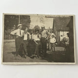Antique Sepia Snapshot Photograph Mounted On Board Affectionate Men AAA Garage Model