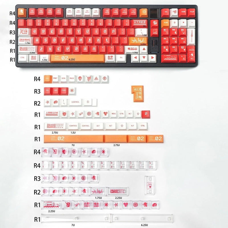 GMK Copy EVA-02 Red Keycap Cherry Profile PBT Set for Cherry MX Model