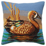 CDA stamped cross stitch kit cushion "Mandarinente Female", 40x40cm, DIY Model