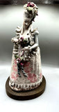 Large Vintage Dresden Style Porcelain Lace Figurine on Brass Lamp Display Model