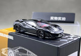 TOC 1:64 Black 488 Pista Coupe Racing Sports Model Diecast Display Car Model