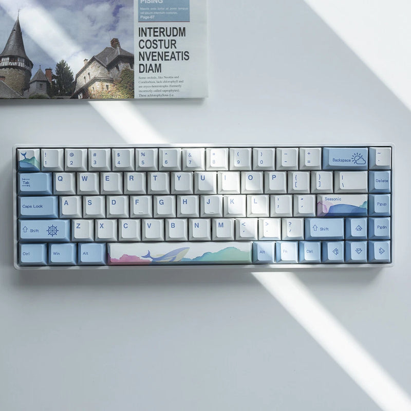 Blue Sea and Dolphin Dye Sublimation PBT Keycap Set Model