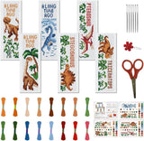 6 Set Dinosaur Cross Stitch Bookmark Kit DIY Embroidery Starter Craft Set Model
