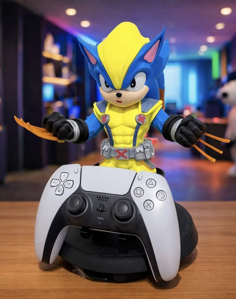 Sonic x Wolverine Mashup Figurine ¨C Gamer Desk Display | Controller Holder Model