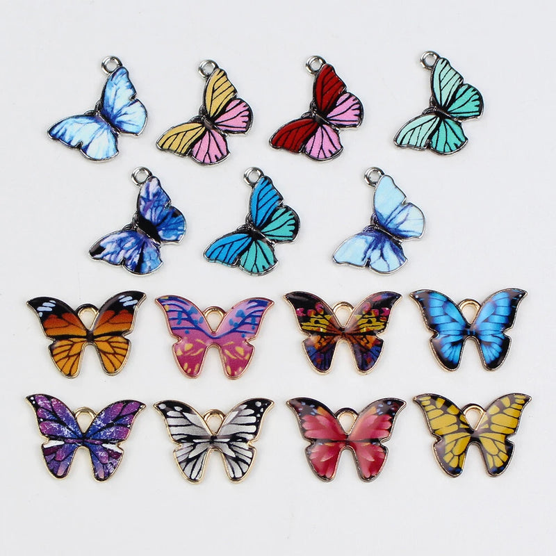 45pcs Mixed Alloy Enamel Butterfly Pendants Animal Charms for Craft DIY Jewelry Charms