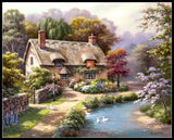 Counted Cross Stitch Kit Needlework Crafts Embroidery DIY-Duck Path Cottage Model