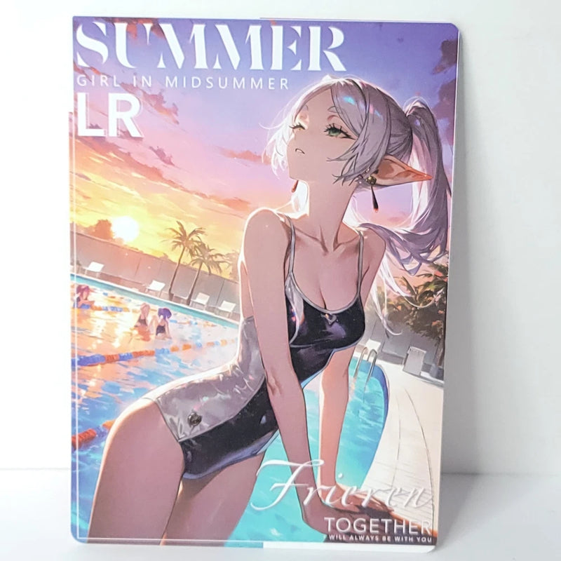 Frieren LR Pool Summer Waifu Card Anime Wall Art Oversized Board A5 Model