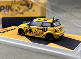 EY CC 1:64 Yellow Mini Cooper Widebody Sports Model Diecast Display Car Model