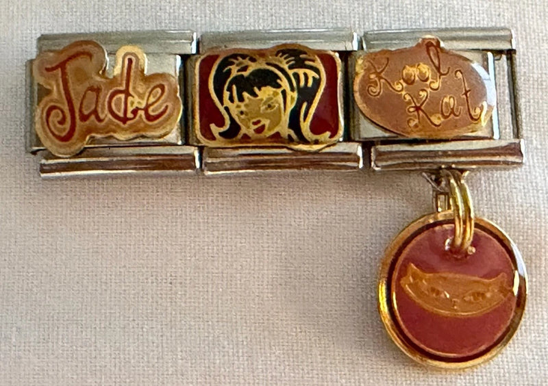 COMPLETE BRATZ Set "JADE," ¡°KOOL CAT¡± Face, Name ORIG Italia CHARMS Link 9mm Charms