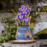 DIY Bead embroidery kit on wood Crocus Flowers Craft gift Model