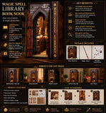 DIY Book Nook Kit for Adults, Infinite Magicspell Library Booknook with Flame Il Model