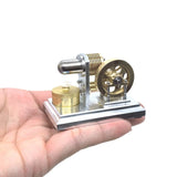 J06F Mini Horizontal Stirling Engine Model Brass Alcohol Powered Desk Display Model