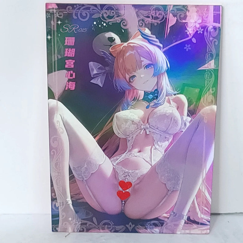 Kokomi Waifu Card Teddy Bear Anime Girl Wall Art Oversized Board A5 Model