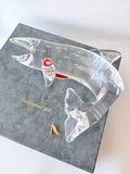 Steuben Glass Trout and Fly James Houston 18K Gold Fly Signed 23cm Damaged Read Model
