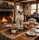 Ragon House White Owl Figurine 10" ¨C Vintage Fall Centerpiece, Primitive Autumn Model