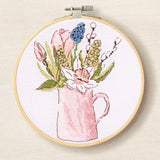 DMC counted cross stitch kit with hoop "Spring Garden Jug", Diam 14,5cm, DIY Model