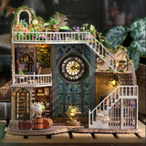 Magic House Dollhouse Kit with Dust Proof Cover - DIY Miniature Wooden Craft Set Model