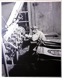 Vintage Art Board Photograph Worker Operating Industrial Machine in Black and Wh Model