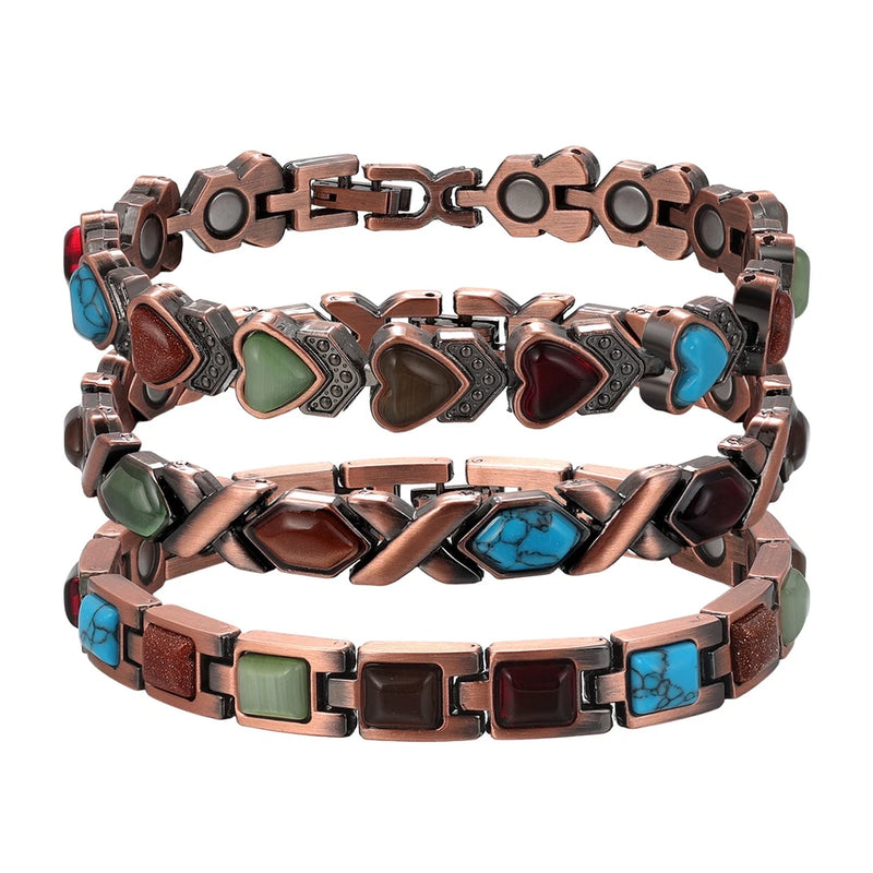Women¡¯s Pure Copper Turquoise Magnetic Bracelet High Strength Magnetic Jewelry Charms