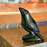 Natural Black Obsidian Raven Figurine - Hand Carved Crow Statue Gothic Bird Gift Model
