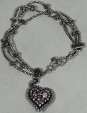 Brighton Heart Charm Bracelet Breast Cancer Awareness Pink Rhinestone 7