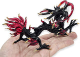 5?" Chinese Black Dragon Blown Glass Mythical Animals Crystal Figurine Miniature Model