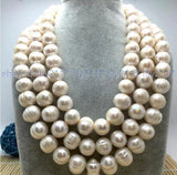 HUGE 12-13MM NATURAL SOUTH SEA GENUINE WHITE PEARL NECKLACE 50