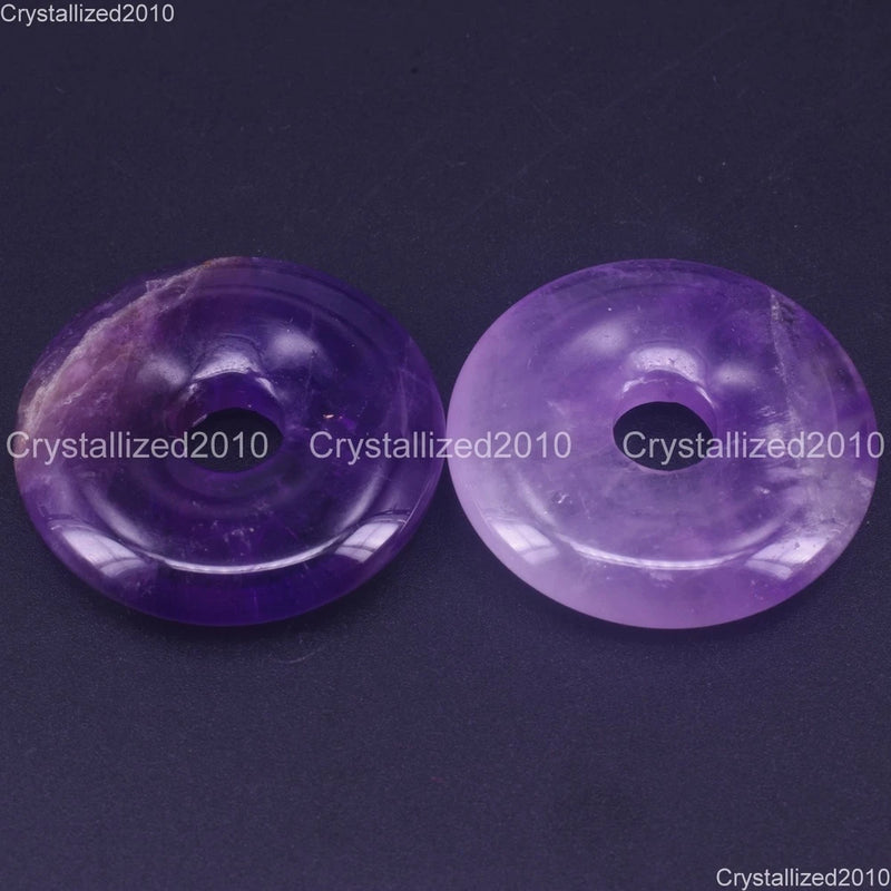 Natural Gemstone Donut Peace Buckle Pi Disc Charm Healing Pendant Beads 30mm Charms