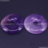 Natural Gemstone Donut Peace Buckle Pi Disc Charm Healing Pendant Beads 30mm Charms