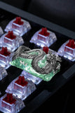Jade Silver Coiled Dragon 1.75u Jade Silver Resin Drip-Coated Keycaps Model