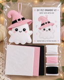 Sweet & Spooky Kawaii Ghost Pink Witch Hat Felt Ornament Kit NEW Halloween DIY Model