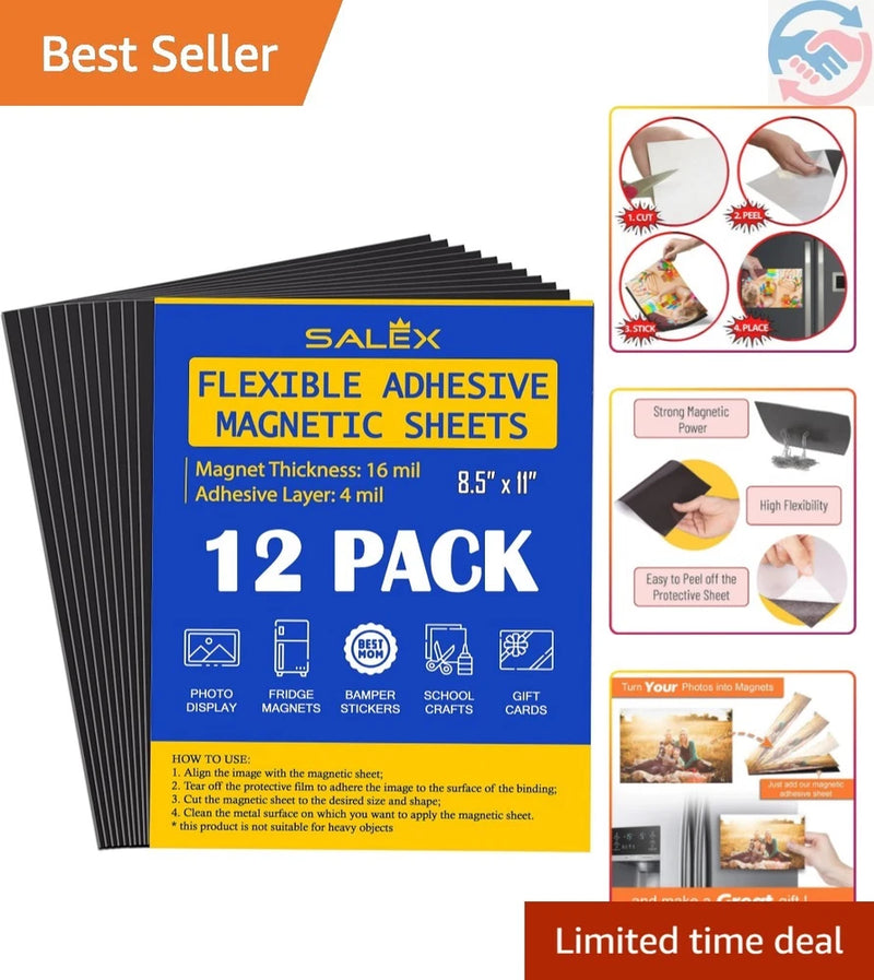 Magnetic Sheets with Adhesive Backing for Crafts, DIY. 12 Strong Craft Magnet... Model