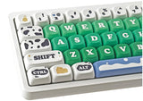 PBT Keycaps 126 Keys Cute Keycaps Dye-Sublimation Milk Cow Pasture Keycap MOA... Model