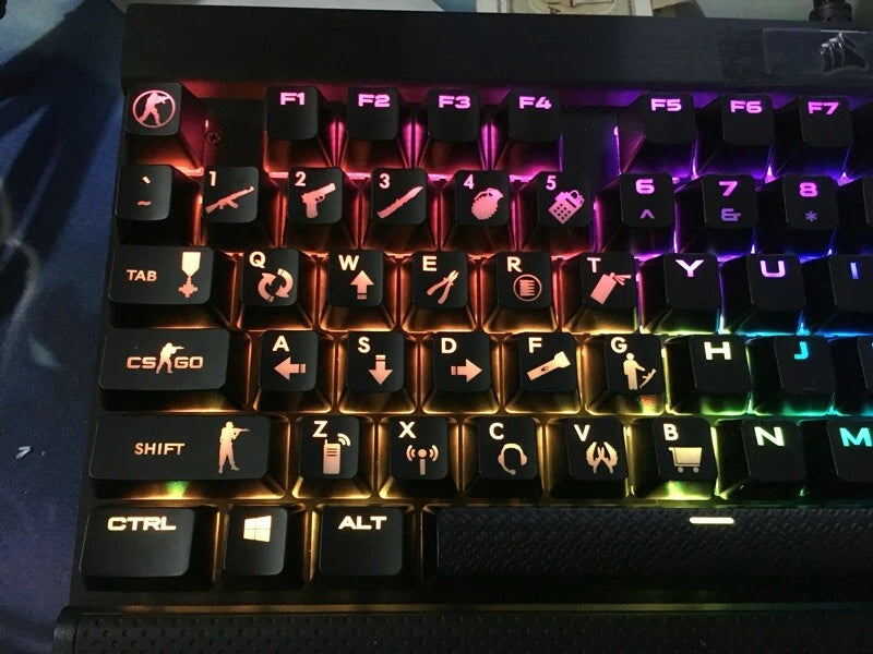 CS GO Doubleshot Gaming KeyCap Backlit Key Cap for Cherry MX Mechanical Keyboard Model