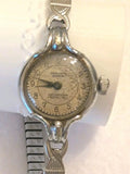 Vintage SWISS  Silver Seeland Invicta Ladies Watch Elastic  - 1950s Works Model