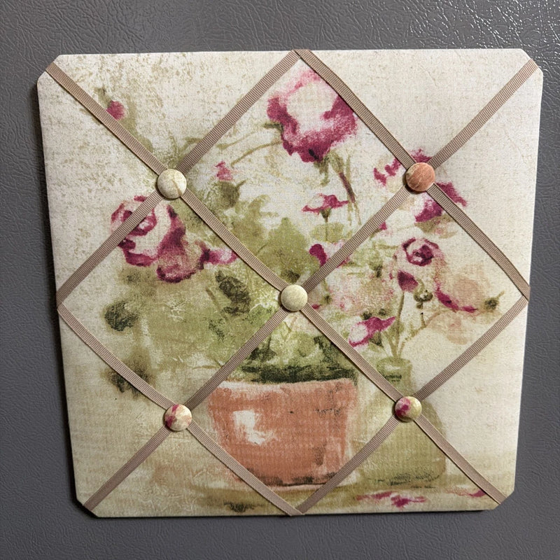 Magnetic Floral Bulletin Board Quilted 12x12 For Pictures Notes and More Model