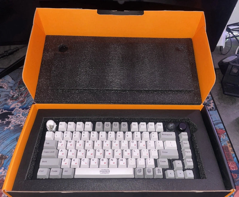 Glorious GMMK Pro 75% Keyboard Gateron Black Switches Star Wars Keycaps RGB Model