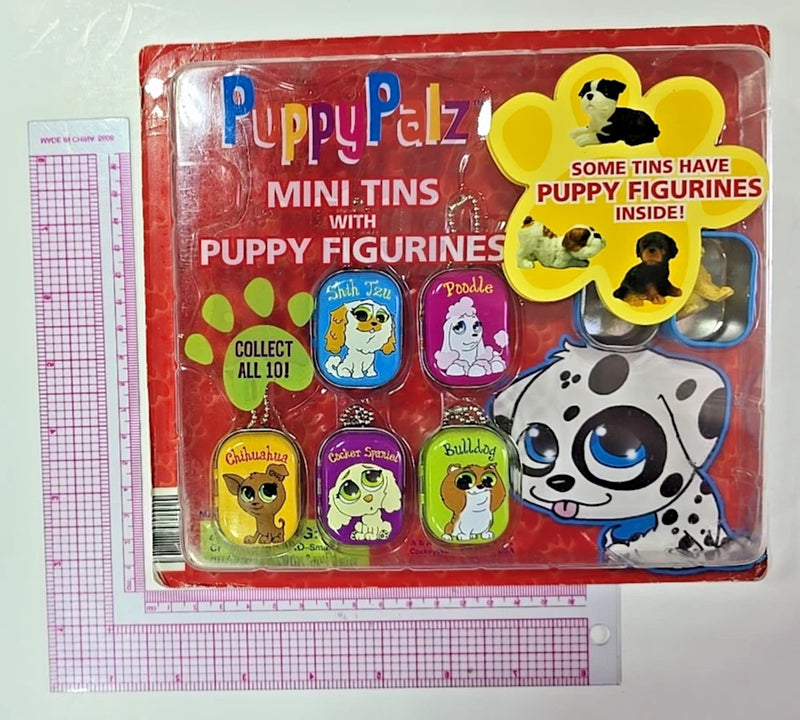 Vintage Vending Display Board Puppy Palz Mini Tins with Puppy Figurines 0702 Model