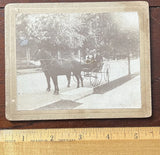 Photo on Board, TWO HORSE OPEN CARRIAGE, 4 PEOPLE IN CARRIAGE, HATS, Model