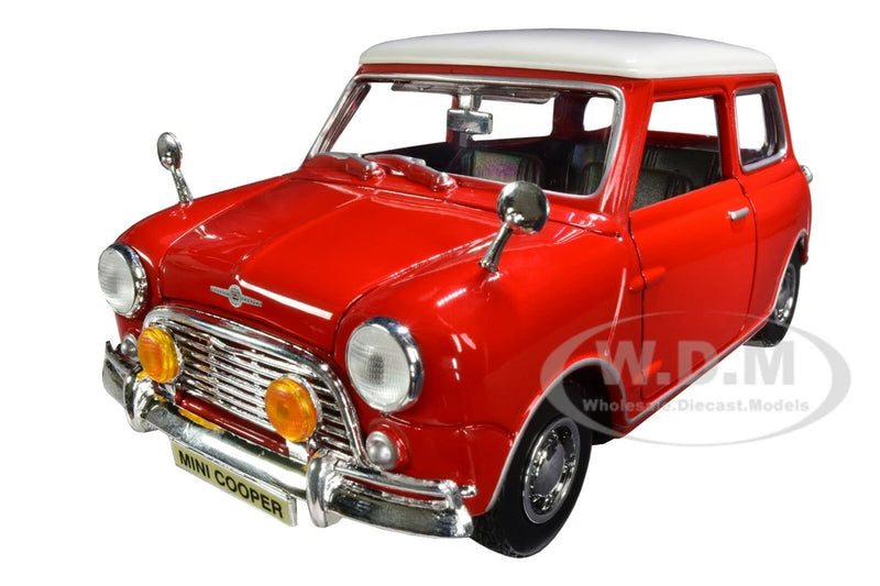 1961-1967 MORRIS MINI COOPER RED & WHITE 1/18 DIECAST MODEL CAR MOTORMAX 73113 Model