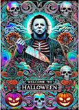 Welcome to Halloween Tarot Card 5D Diamond Full Drill Dots Gem Kit Micheal Myers Model