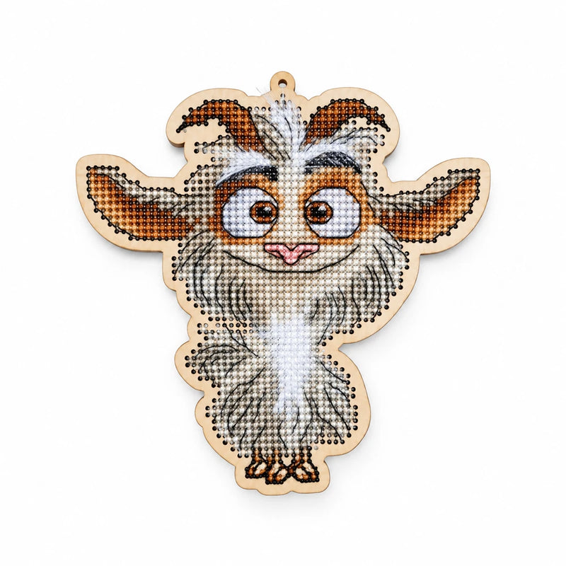 Khmarko Cross Stitch Kit on Wood Hanging Fantasy Creature Ornament DIY Model