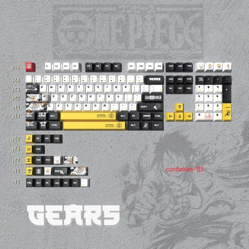 Nika Luffy Anime Keyboard Keycap PBT 128 Keys Collectibles Birthday Gift New Model