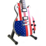 Miniature Guitar For TED NUGENT US FLAG GIFT Memorabilia FREE STAND Display ART Model