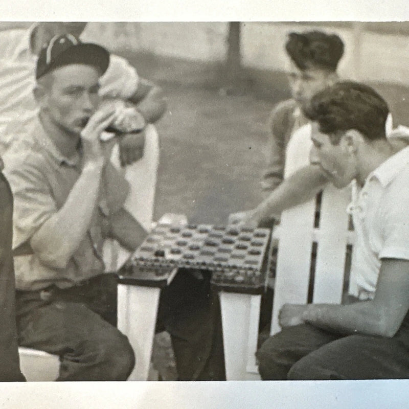 VINTAGE PHOTO Original Men Playing Checkers In The Park Circa 1940 Board game Model